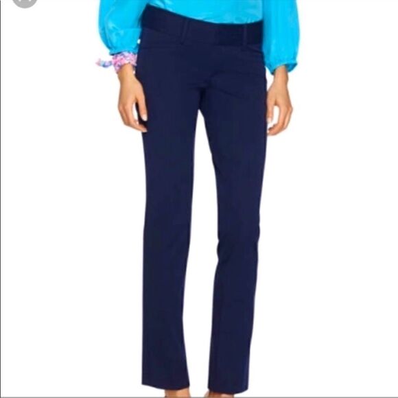 Lilly Pulitzer Jet Set Straight Navy Trousers 10 - Picture 1 of 6